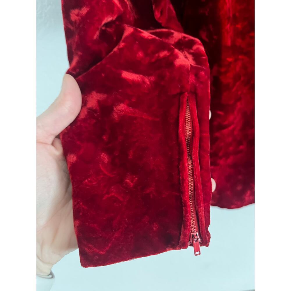 Saint Laurent Rive Gauche Vintage Velvet Single Button Jacket Red 38/ 4/ Small - Picture 6 of 7